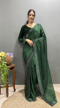 Premium Green Rangoli Silk Saree Ready To Wear Saree Indian Partywear sari