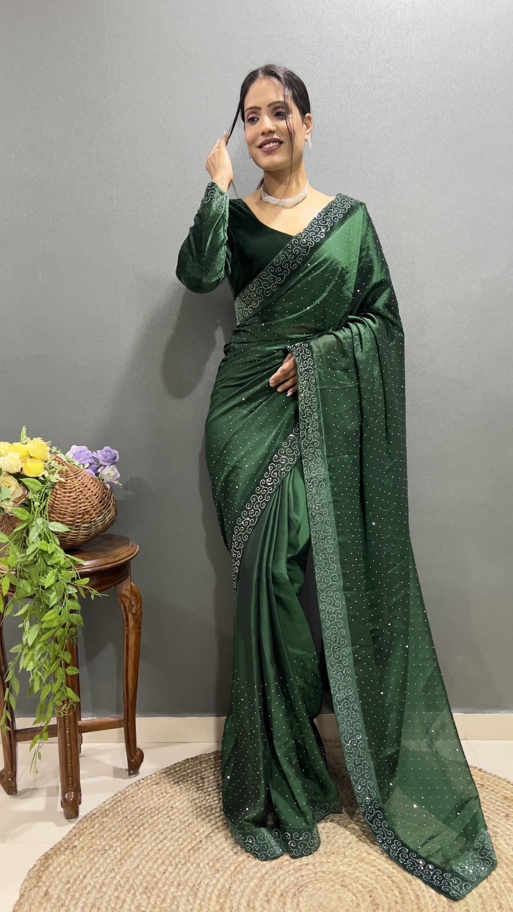 Premium Green Rangoli Silk Saree Ready To Wear Saree Indian Partywear sari