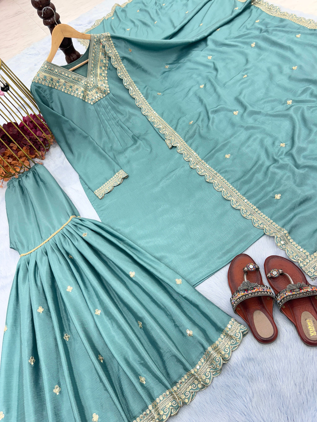 Festival Wear Sharara Suit Indian Wedding Wear Dress Punjabi Sarara Suit Full Stitched