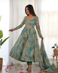 Light Green Anarkali gown Heavy Pure Fox Kali Pattern And Canvas Patt Full Stitched Partywear Gown Indian Dress