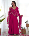 Pink Designer Anarkali gown Flared Gown Wedding wear dress Full Stitched With Sequins Dupatta