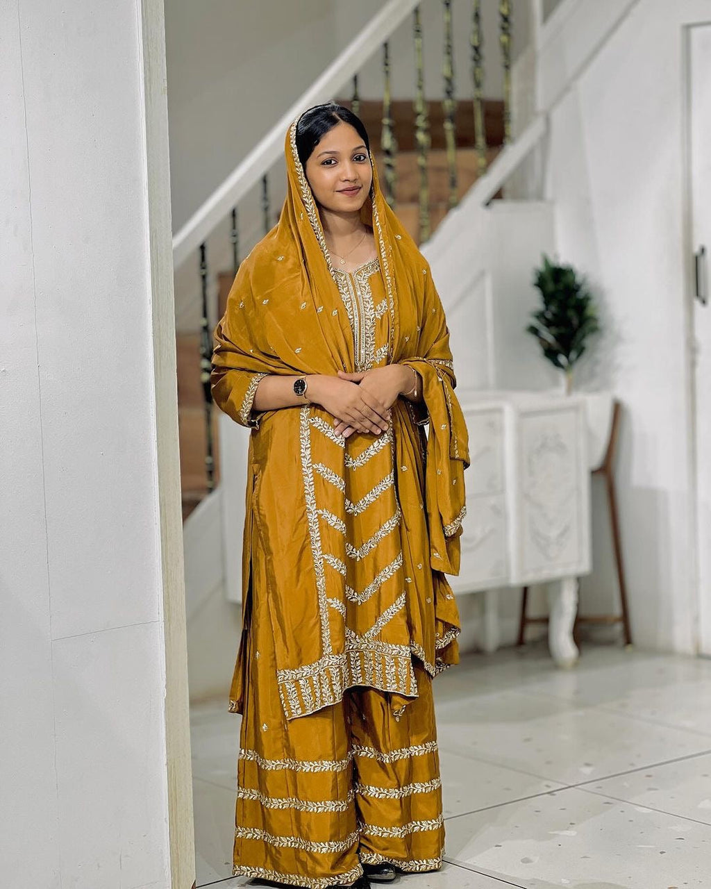 Yellow Salwar Suit Kurti Palazzo Set Traditional Wear Salwar kameez Pakistani Suit