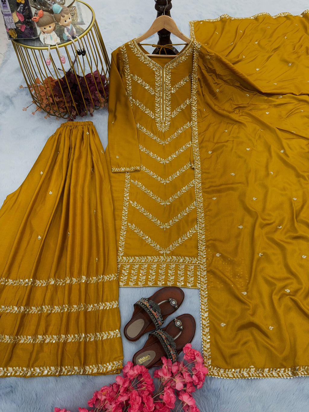 Yellow Salwar Suit Kurti Palazzo Set Traditional Wear Salwar kameez Pakistani Suit