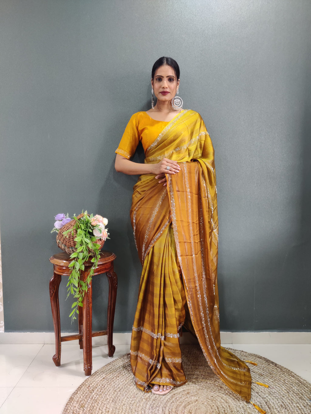 Trendy Swarowski Diamond Saree Wedding Wear sari Indian Outfit Ready to Wear saree