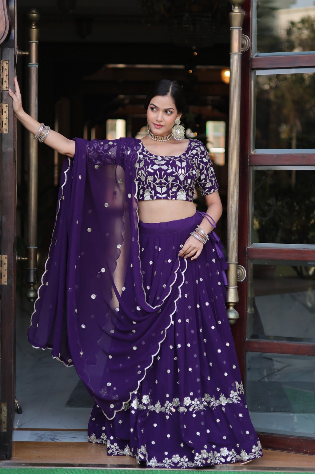 Designer Faux Blooming Lehenga Choli With Dupatta Set