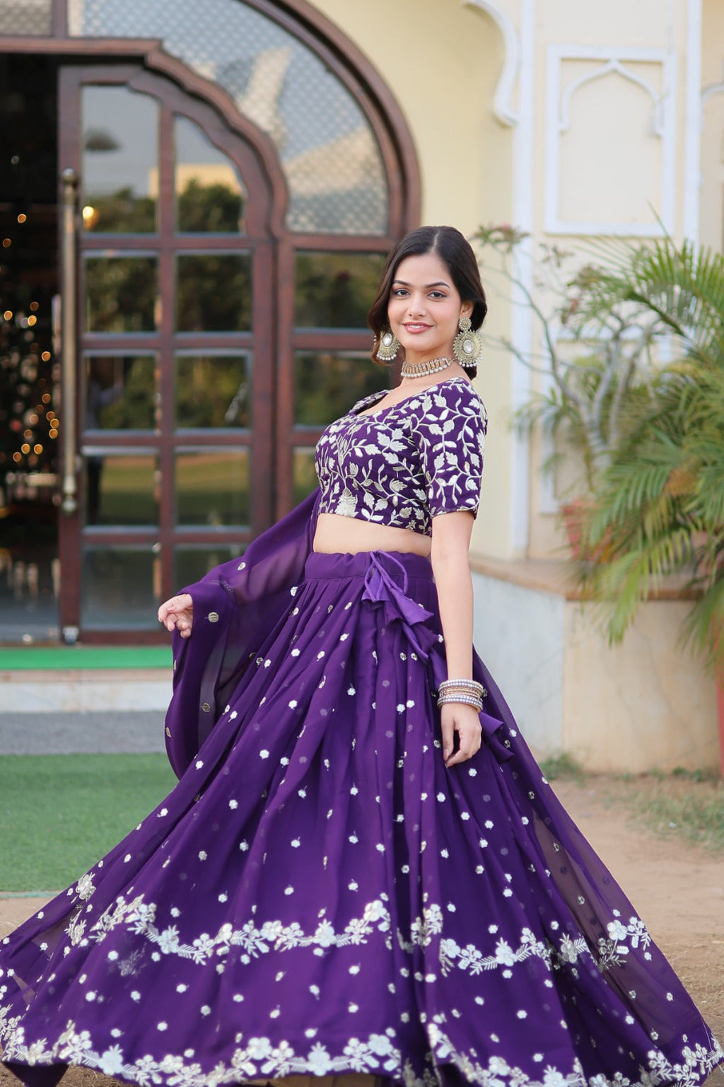 Designer Faux Blooming Lehenga Choli With Dupatta Set