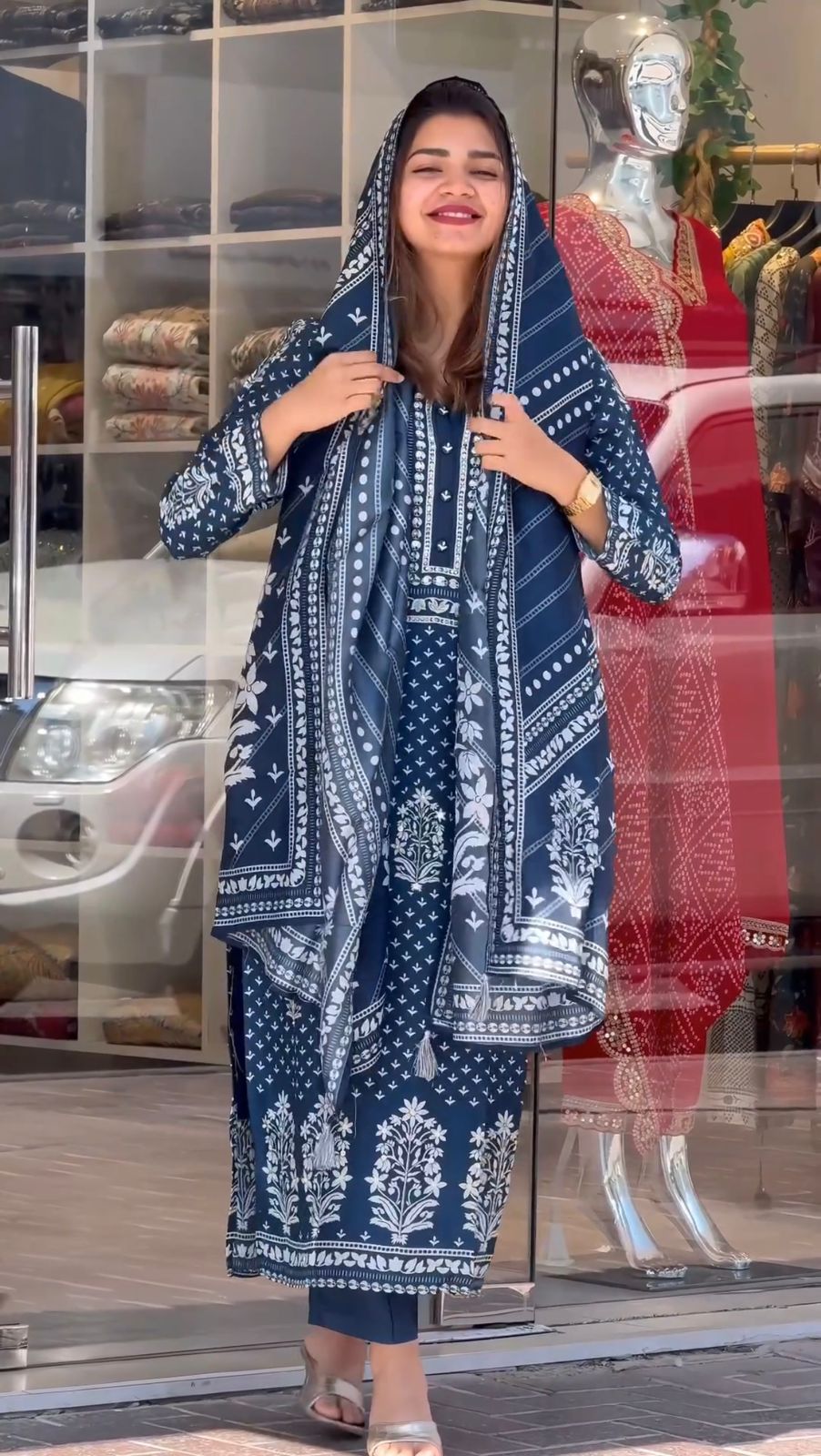 Blue Kurti Set With Dupatta Formal Wear Dress Salwar Kameez Indian Wedding Dress Pakistani suit