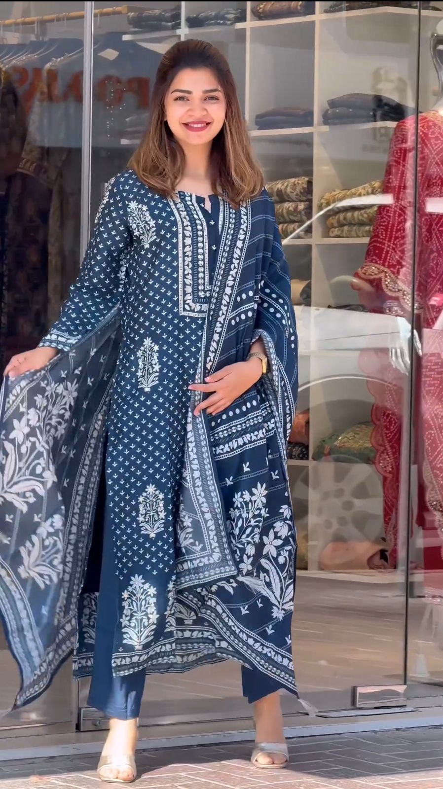 Blue Kurti Set With Dupatta Formal Wear Dress Salwar Kameez Indian Wedding Dress Pakistani suit