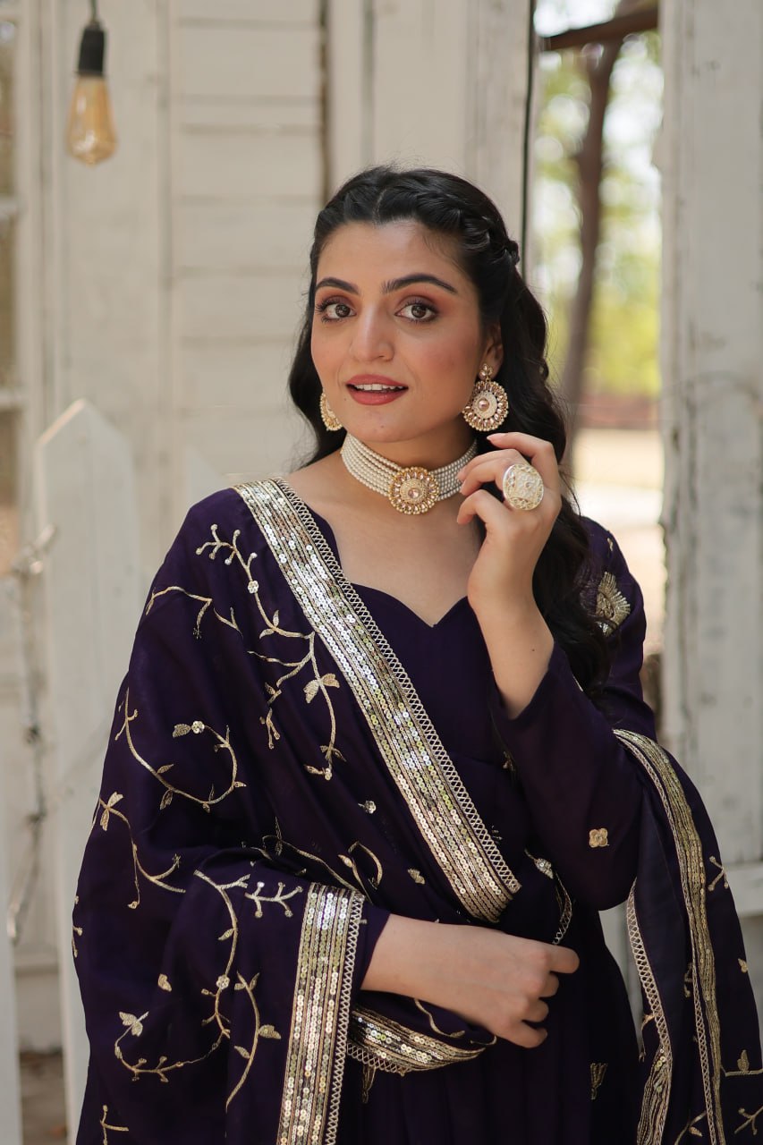 Designer Wedding Wear Anarkali Gown Indian Festival Dress Full Stitched Gown