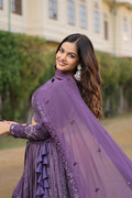 Designer Onion Coloured Faux Georgette Lehenga Choli With Dupatta Set