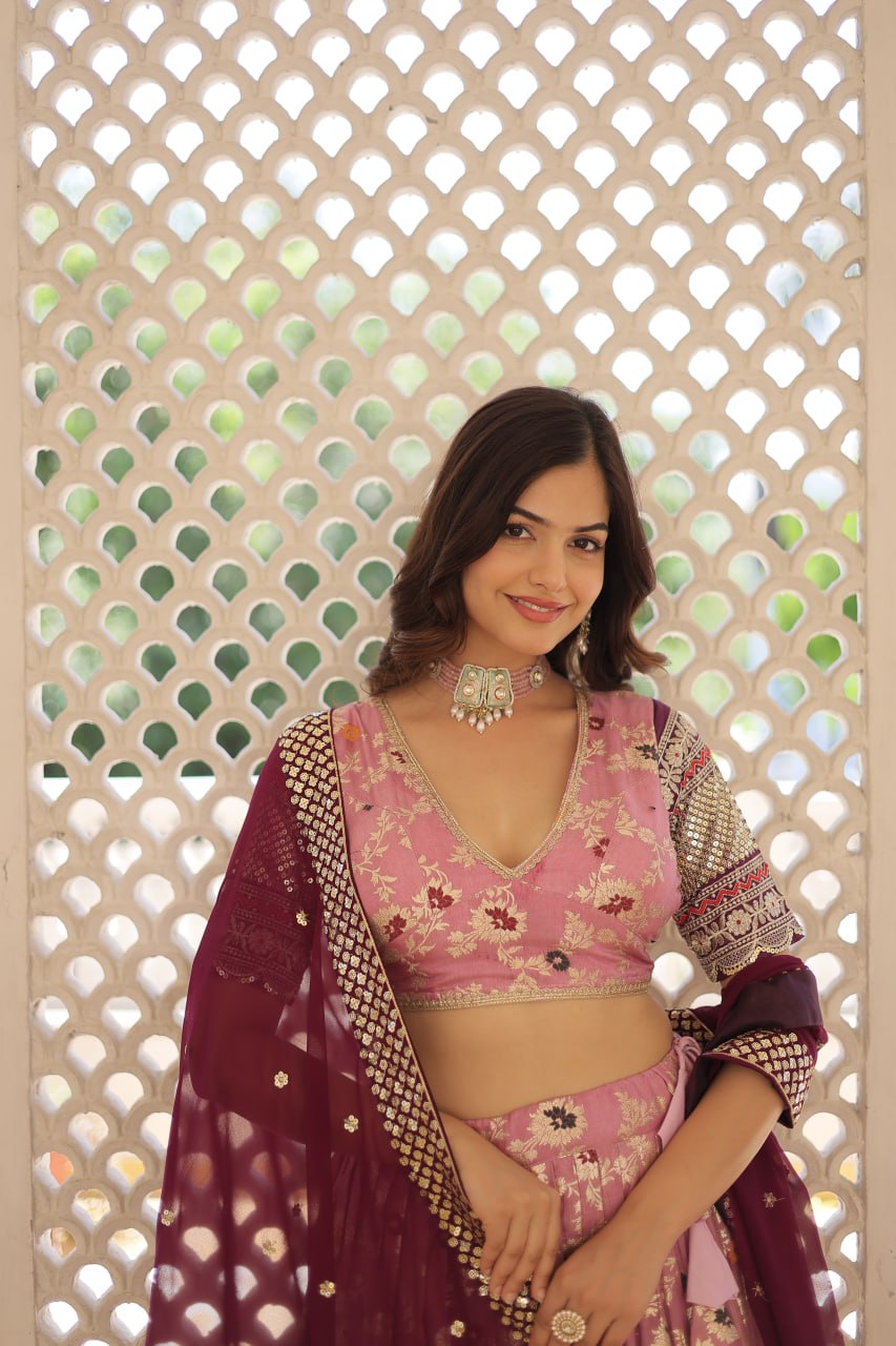 Jacquard lehenga choli Premium Lehenga Bridal wear dress Wedding Bridesmaids lehenga choli