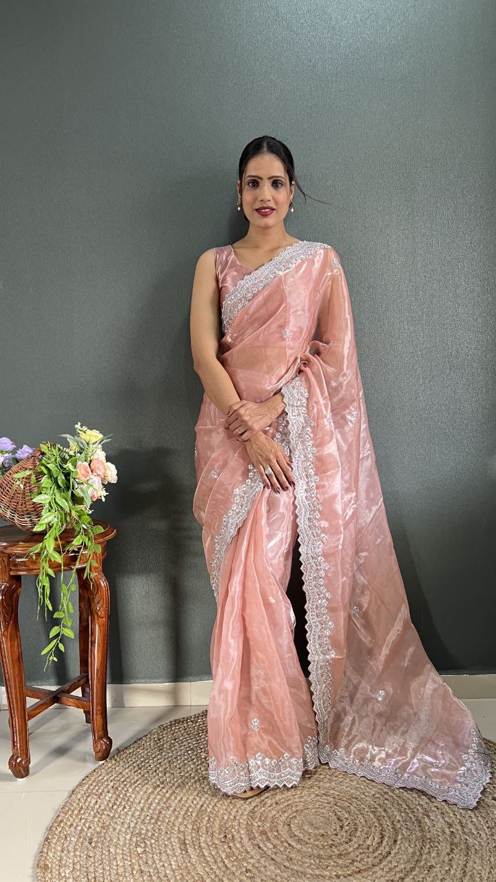 Premium Jimmy chu Silk Saree Festival Wear Outfit Indian Wedding saree