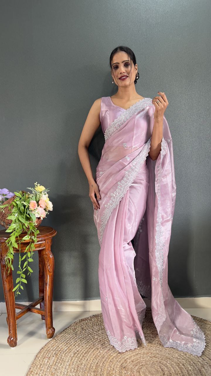 Premium Jimmy chu Silk Saree Festival Wear Outfit Indian Wedding saree