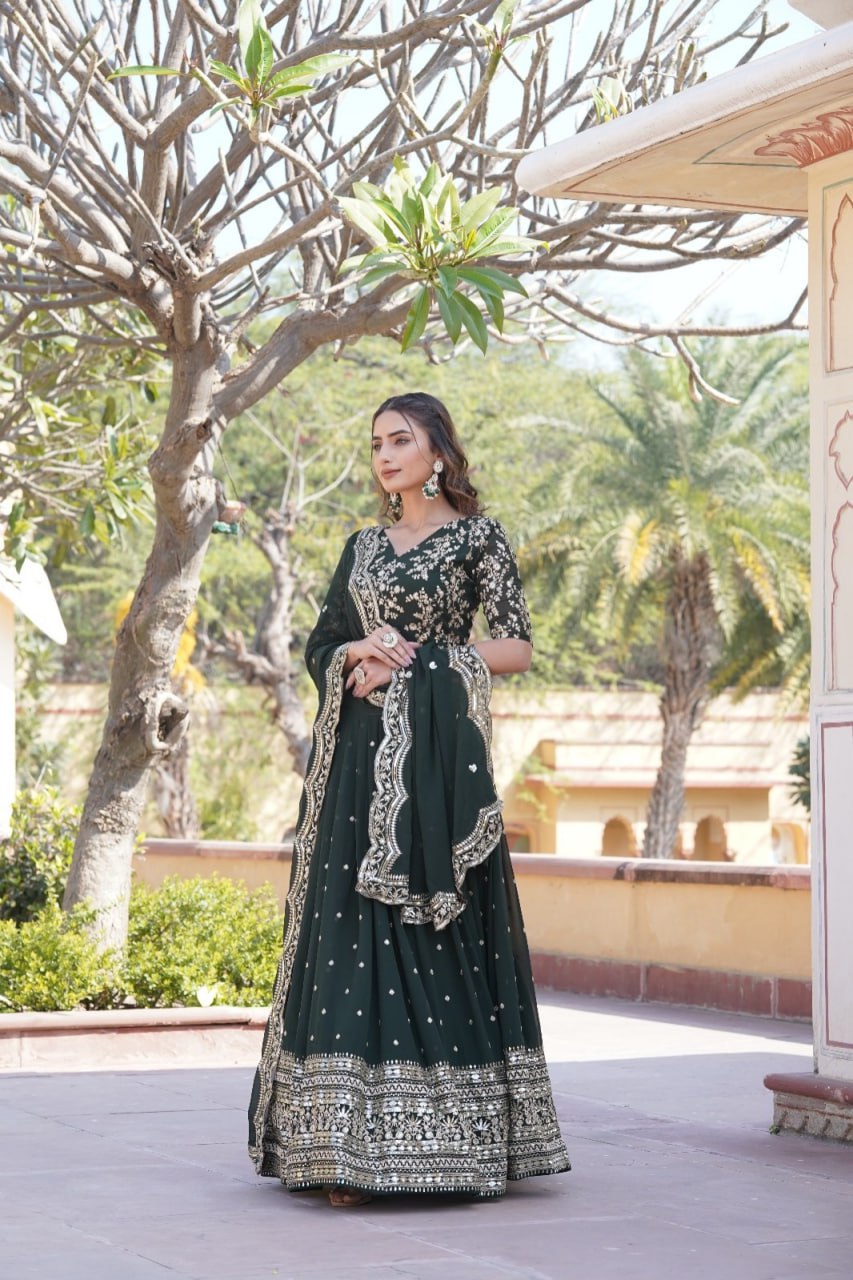 Designer Green lehenga choli Indian Traditional wear Dress Sequins lehenga