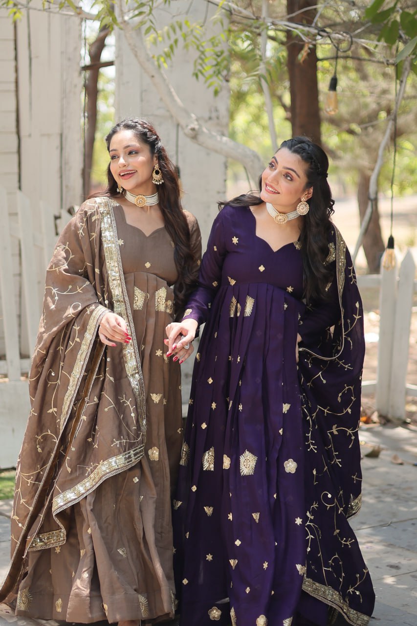 Designer Wedding Wear Anarkali Gown Indian Festival Dress Full Stitched Gown