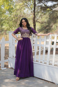 Purple Beautiful Gown With Zari Work Indian Traditional Wear