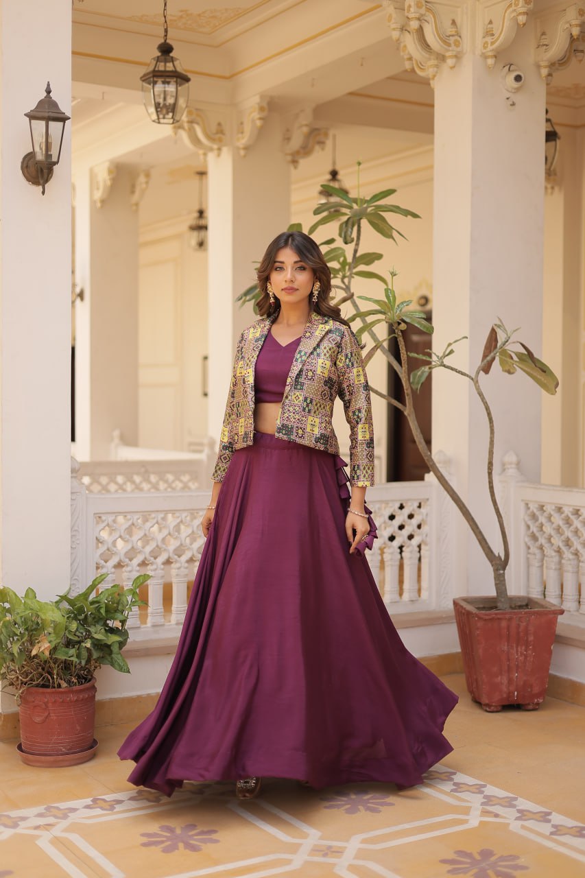 Pretty Lehenga Choli With Beautiful Koty Lehenga Indian Traditional Wear