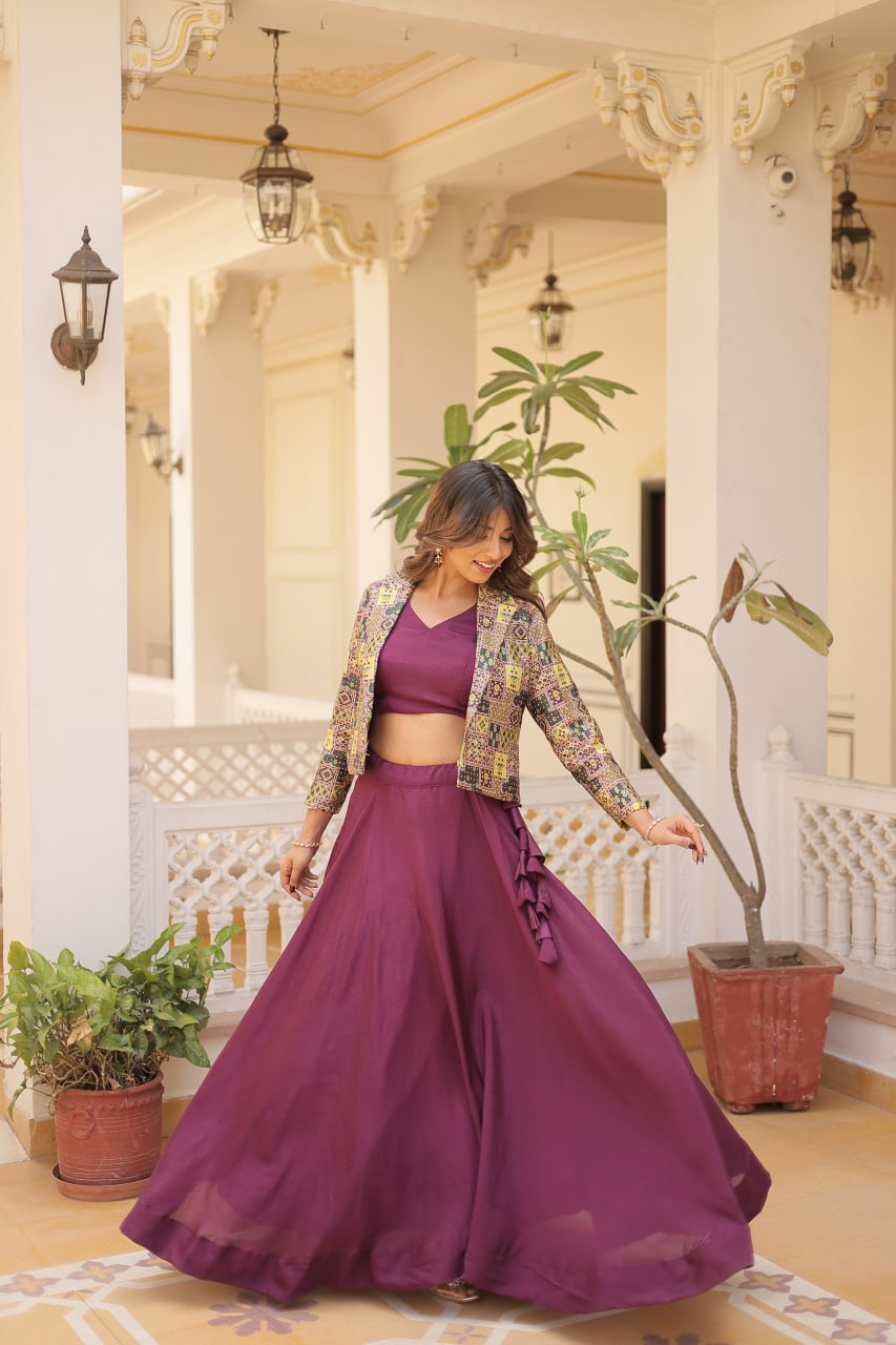 Pretty Lehenga Choli With Beautiful Koty Lehenga Indian Traditional Wear