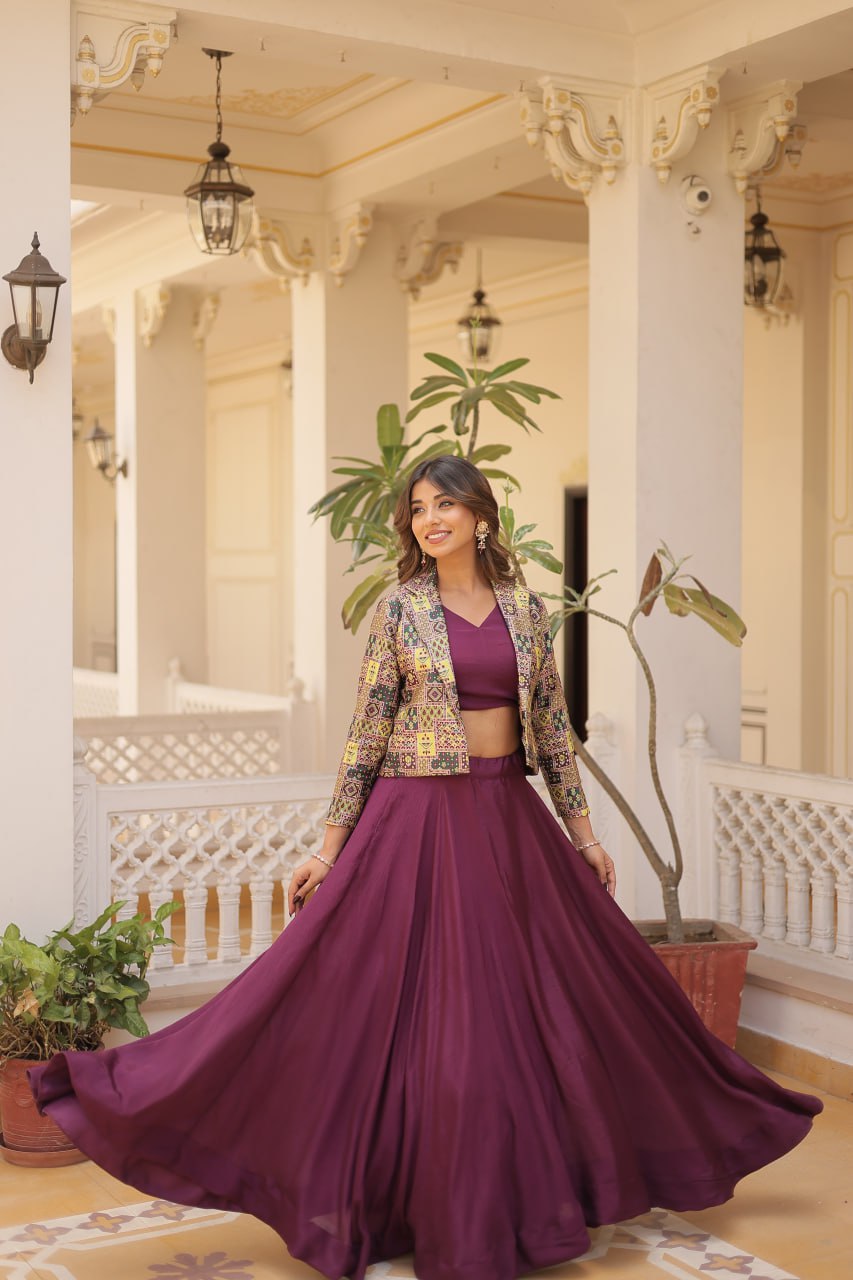 Pretty Lehenga Choli With Beautiful Koty Lehenga Indian Traditional Wear