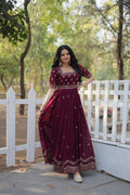 Beautiful Gown With Zari Sequins Embroidery Gown For Special Occasion