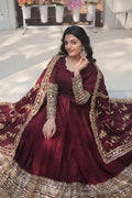 Beautiful Indian Traditional Wear Gown For Festival Gown With Pretty Embroidery Work