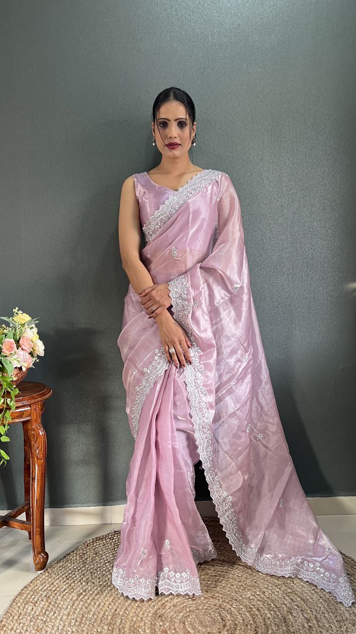Premium Jimmy chu Silk Saree Festival Wear Outfit Indian Wedding saree