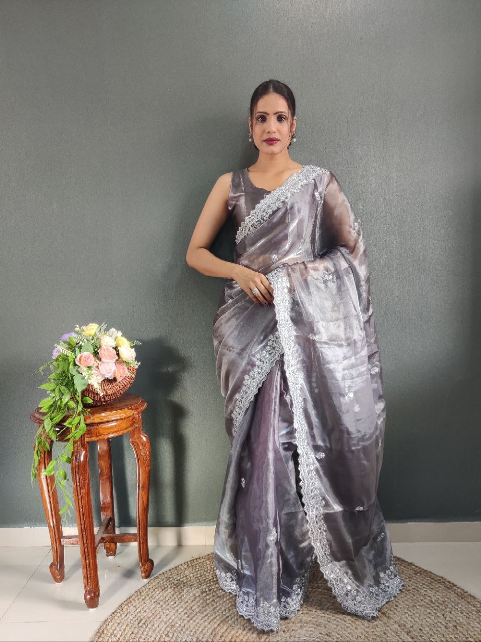 Premium Jimmy chu Silk Saree Festival Wear Outfit Indian Wedding saree