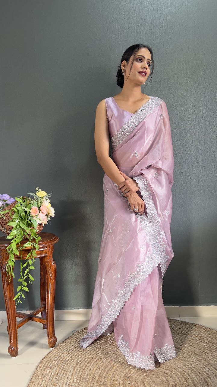 Premium Jimmy chu Silk Saree Festival Wear Outfit Indian Wedding saree