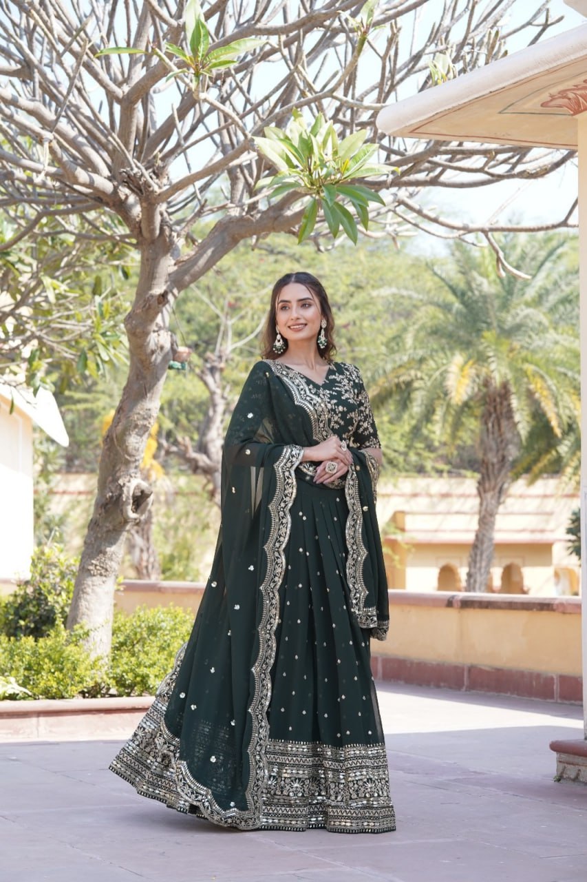 Designer Green lehenga choli Indian Traditional wear Dress Sequins lehenga